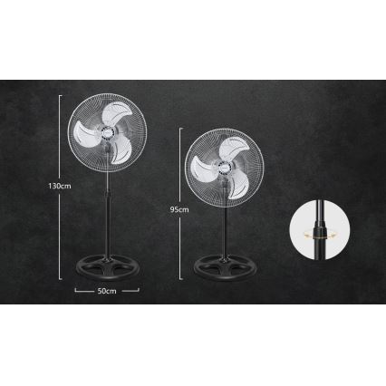 Aigostar - Podni ventilator 55W/230V krom/crno