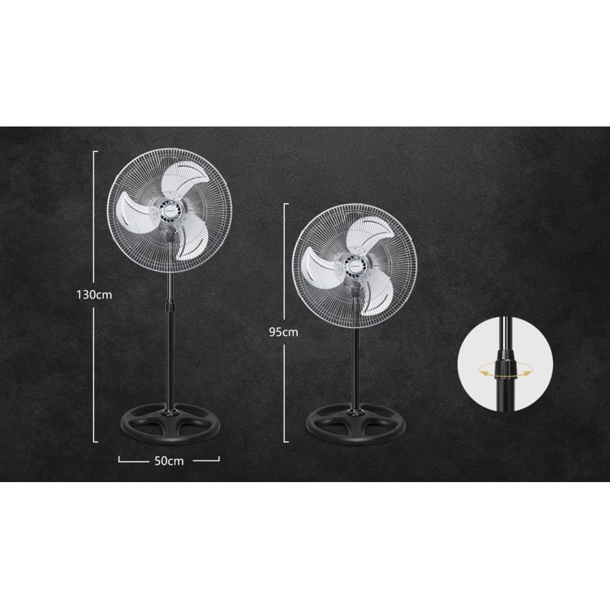 Aigostar - Podni ventilator 55W/230V krom/crno