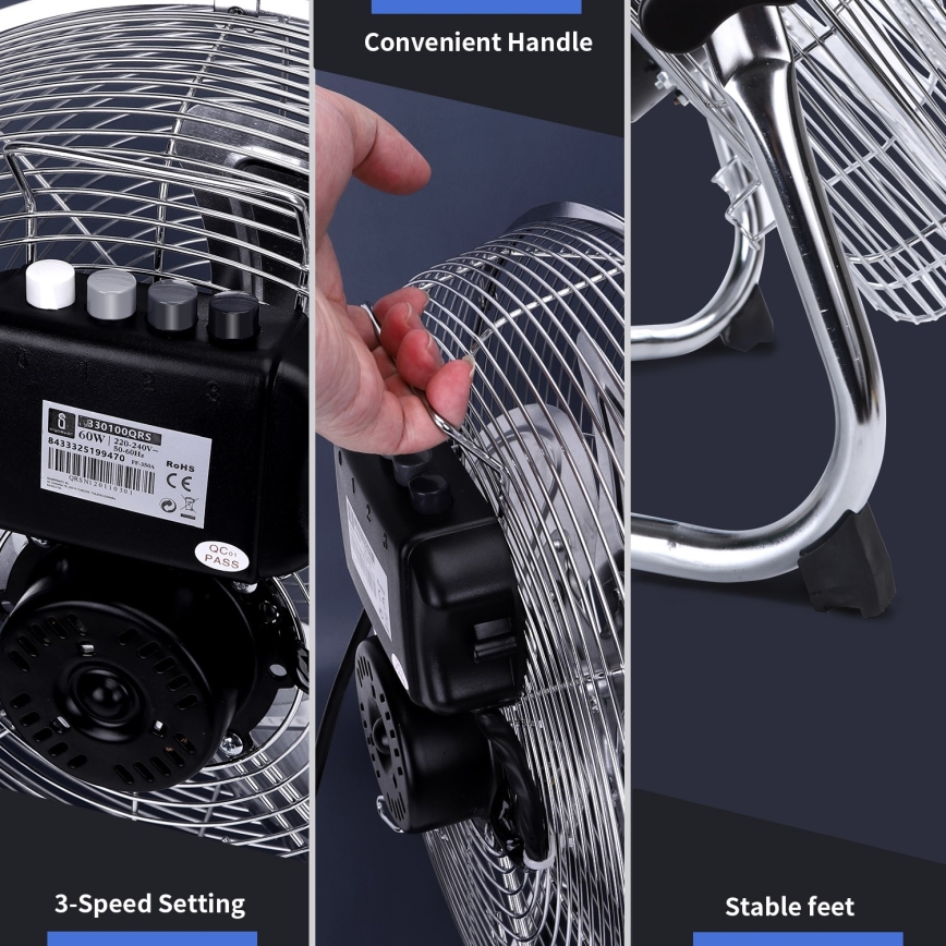 Aigostar - Podni ventilator 60W/230V 44,5 cm krom