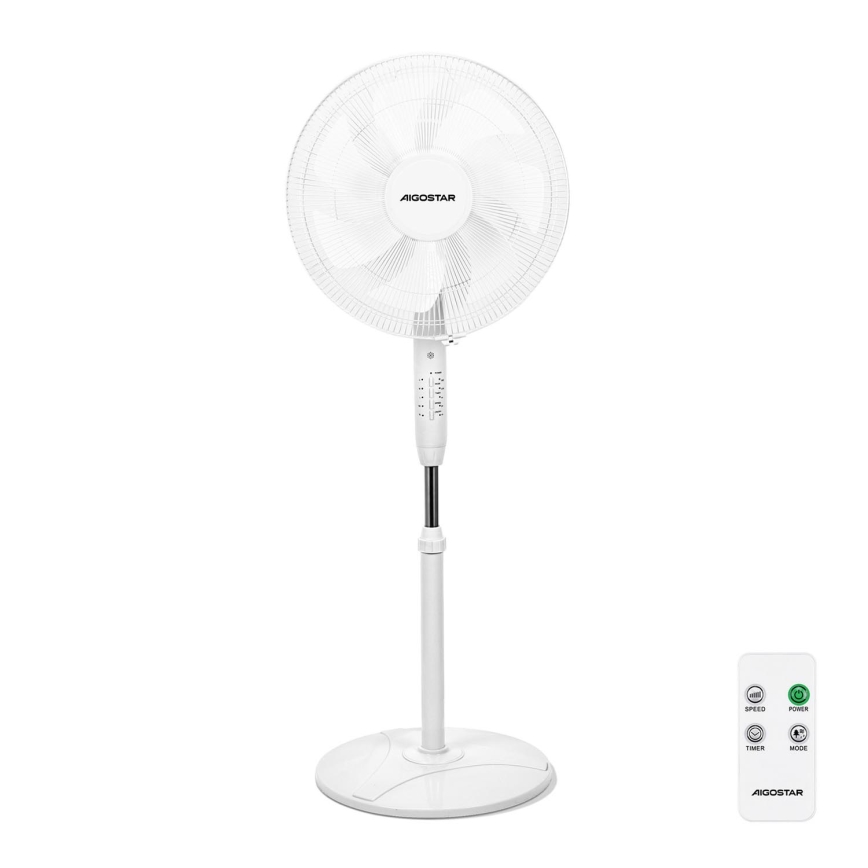 Aigostar - Podni ventilator 60W/230V bela + Daljinski upravljač