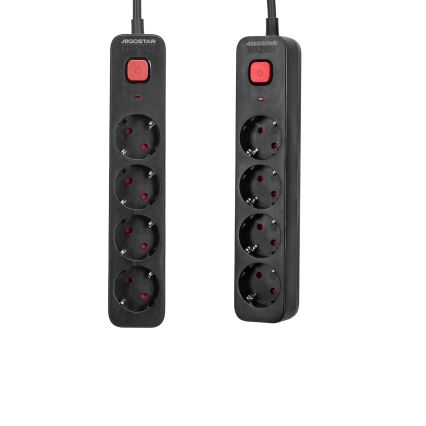 Aigostar - Produžni kabl s prekidačem 4Z Tip F 1,5m crni