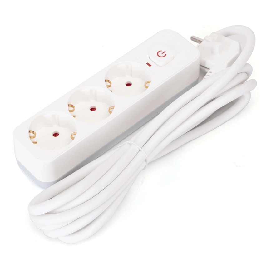 Aigostar - Produžni kabl sa prekidačem 3 utičnice Tip F 3m SCHUKO bela