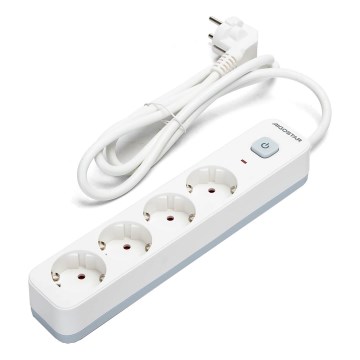 Aigostar - Produžni kabl sa prekidačem, 4 utičnice, Tip F, 1,5 m, SCHUKO, bela