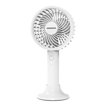 Aigostar - Punjivi džepni ventilator 3W/5V 1500mAh USB bela