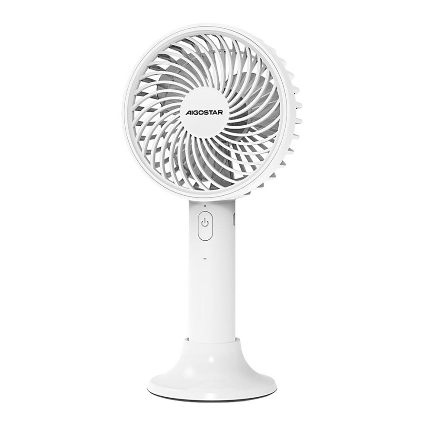 Aigostar - Punjivi džepni ventilator 3W/5V 1500mAh USB beo