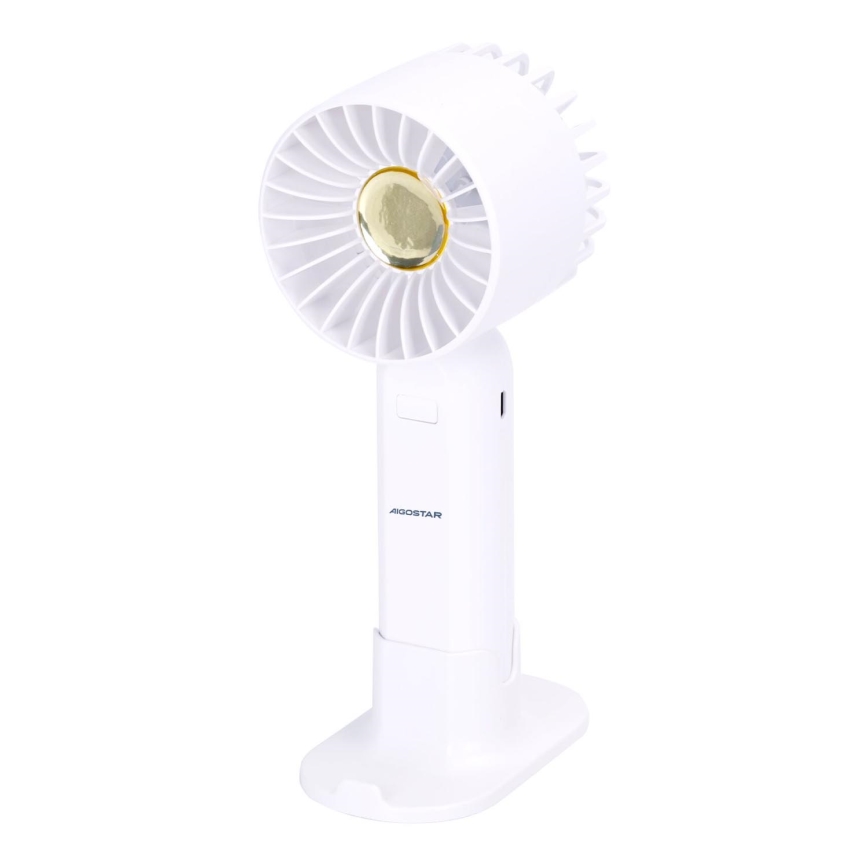 Aigostar - Punjivi džepni ventilator 4W/5V 500mAh USB bela