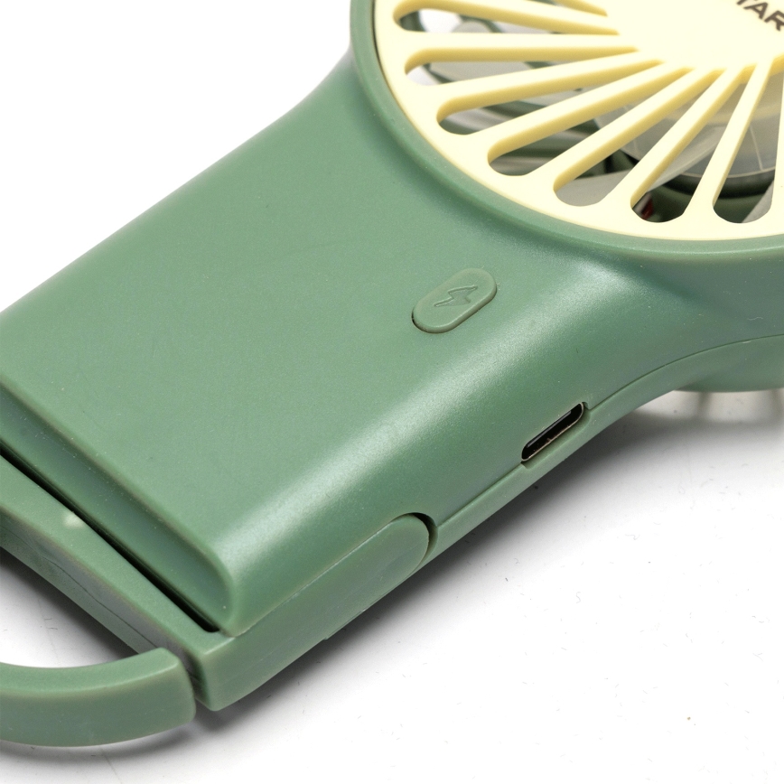 Aigostar - Punjivi džepni ventilator 4W/5V 500mAh USB zelena