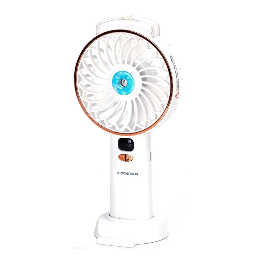 Aigostar - Punjivi džepni ventilator 5W/5V 2400mAh USB bela