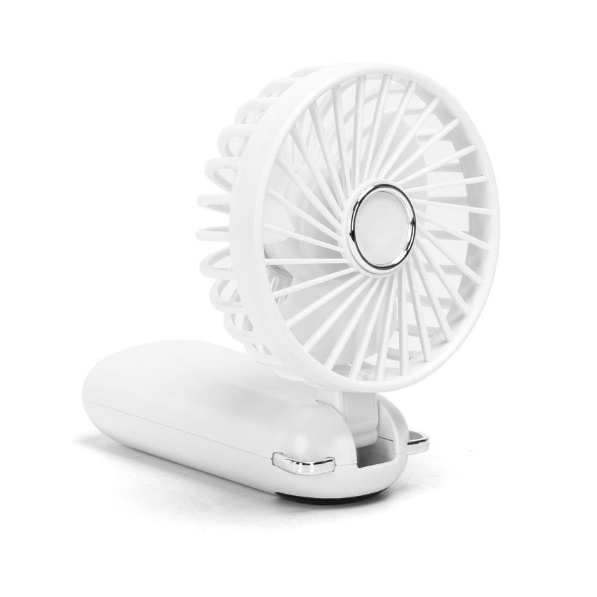Aigostar - Punjivi ručni ventilator 4W/5V 1200mAh bela