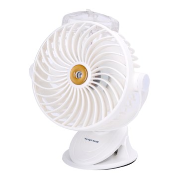 Aigostar - Punjivi stoni ventilator sa stezaljkom 2W/5V 2400mAh USB beo