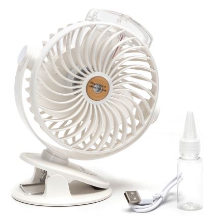 Aigostar - Punjivi stoni ventilator sa stezaljkom 2W/5V 2400mAh USB beo