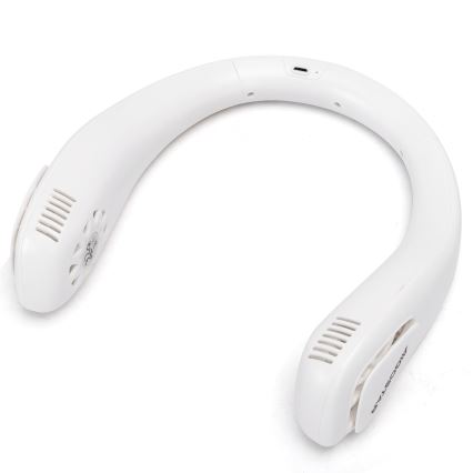 Aigostar - Punjivi ventilator za vrat 4W/5V 2000mAh bela