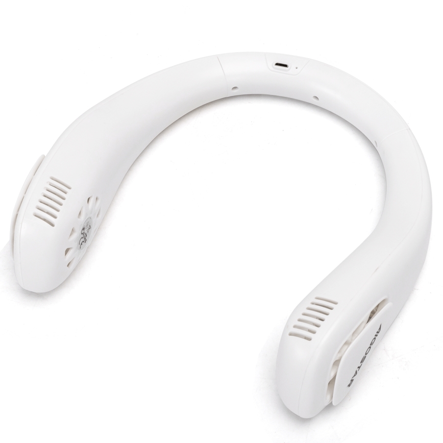 Aigostar - Punjivi ventilator za vrat 4W/5V 2000mAh bela
