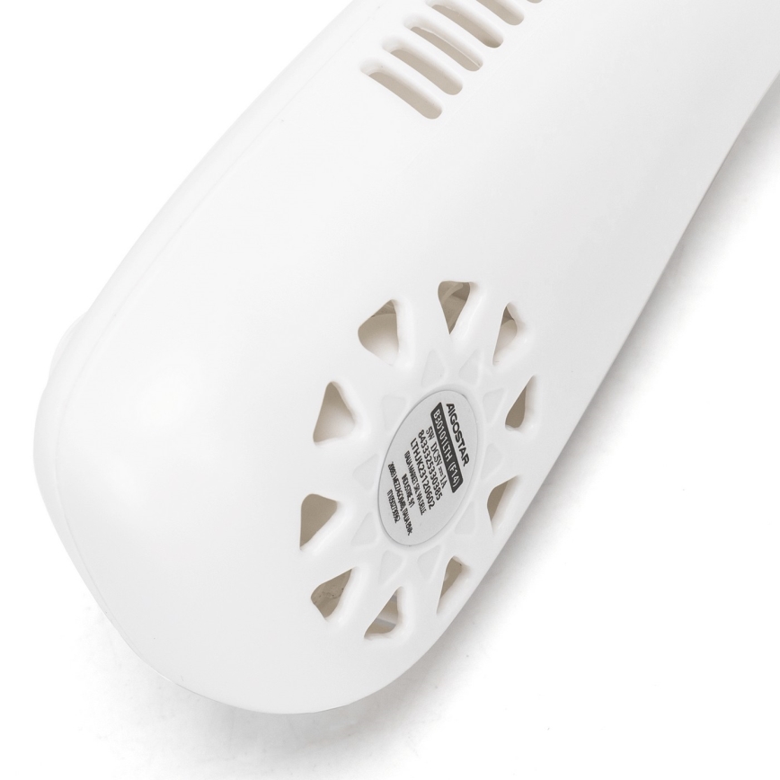 Aigostar - Punjivi ventilator za vrat 4W/5V 2000mAh bela