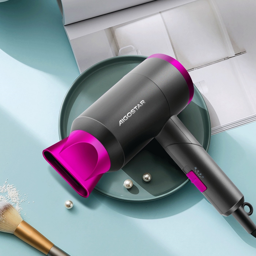 Aigostar - Putni fen za kosu 1800W/230V ljubičasta/crno
