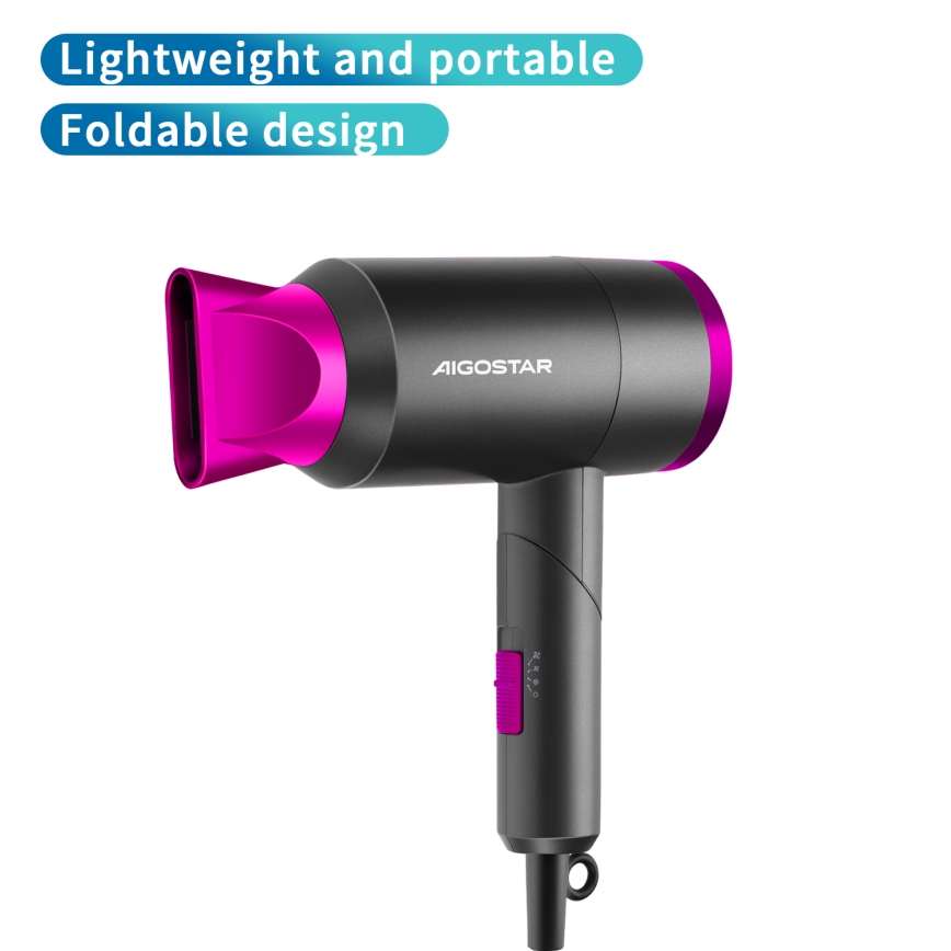 Aigostar - Putni fen za kosu 1800W/230V ljubičasta/crno