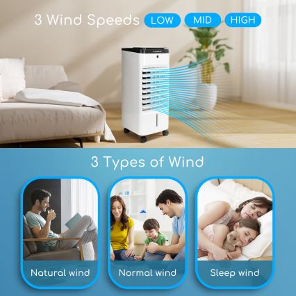 Aigostar - Rashlađivač vazduha 60W/230V bela/crno + Daljinski upravljač