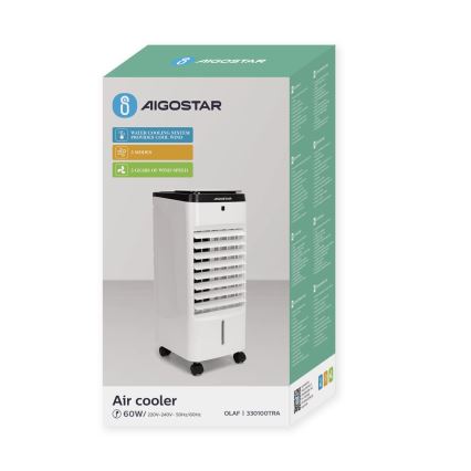 Aigostar - Rashlađivač vazduha 60W/230V bela/crno + Daljinski upravljač