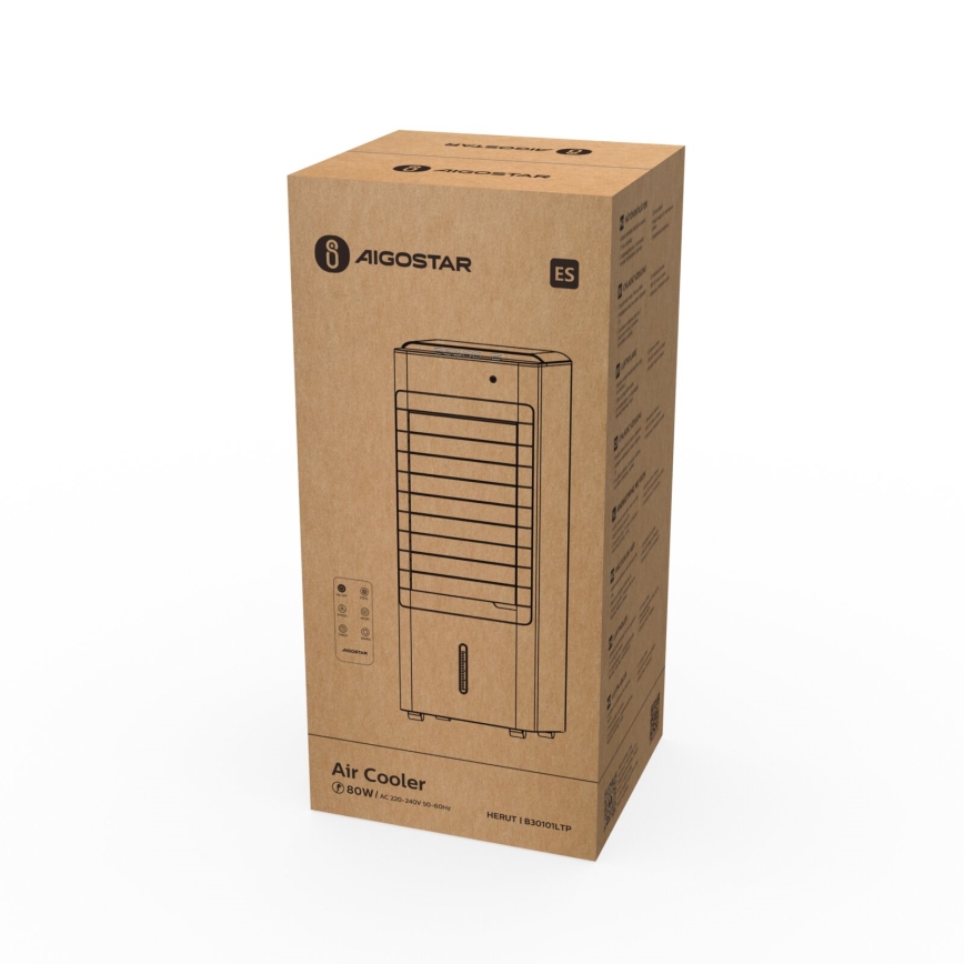 Aigostar - Rashlađivač vazduha 80W/230V bela + Daljinski upravljač