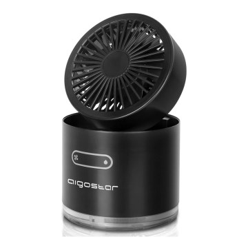 Aigostar - RGB Bežični mini stolni ventilator sa efektom magle MIST 10W/5V crno