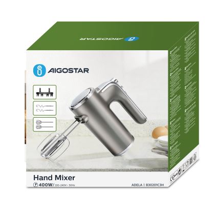 Aigostar - Ručni mikser 400W/230V sivo/krom