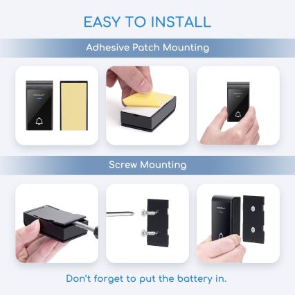 Aigostar - SET 2x bežični zvon 3xAA/12V IP44 bela/crna