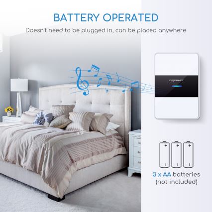 Aigostar - SET 2x bežični zvon 3xAA/12V IP44 bela/crna