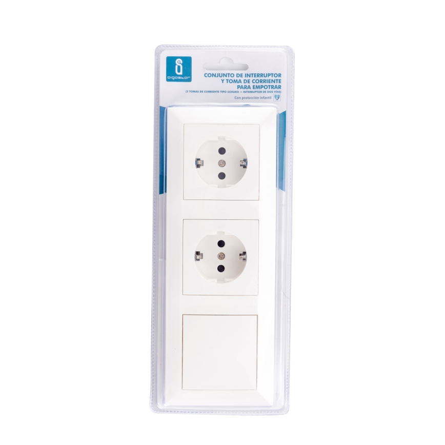 Aigostar - Set 2x Kućna utičnica sa prekidačem 2x16A/250V