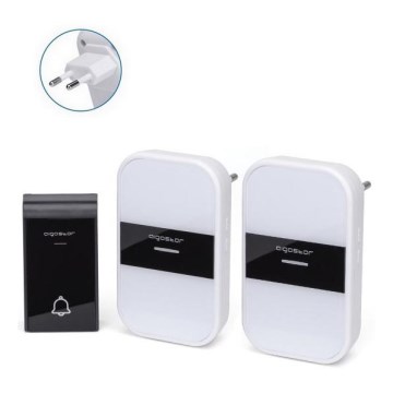 Aigostar - Set 2x Utično bežično zvono 230V/12V IP44 bela/crni