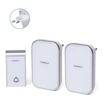 Aigostar - Set 2x Utično bežično zvono 230V/12V IP44 bela