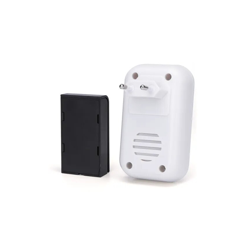 Aigostar - Set 2x Utično bežično zvono 230V/12V IP44 bela/crni