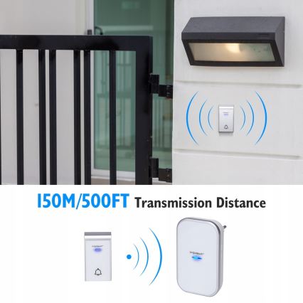 Aigostar - Set 2x Utično bežično zvono 230V/12V IP44 bela