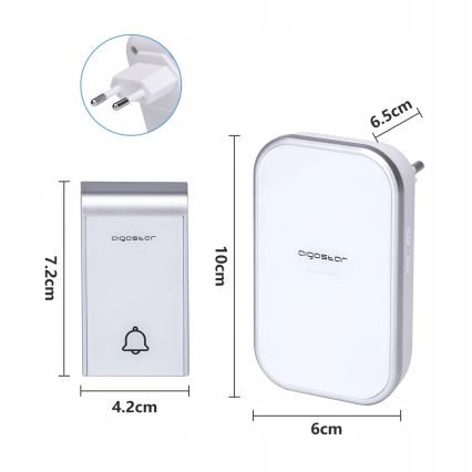 Aigostar - Set 2x Utično bežično zvono 230V/12V IP44 bela