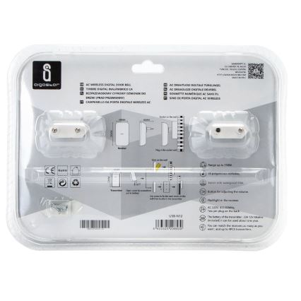Aigostar - Set 2x Utično bežično zvono 230V/12V IP44 bela