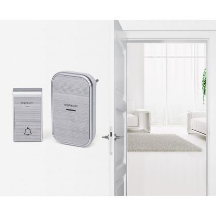 Aigostar - Set 2x Utično bežično zvono 230V/12V IP44 srebrni