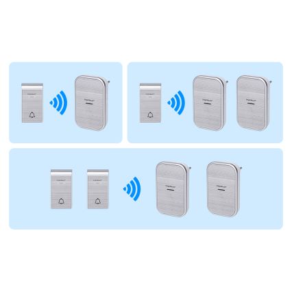 Aigostar - Set 2x Utično bežično zvono 230V/12V IP44 srebrni