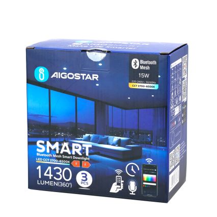 Aigostar - Set 3x LED Prigušivo ugradbeno svetlo MESH LED/15W/230V 2700K-6500K pr.17cm