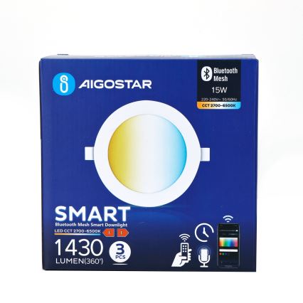 Aigostar - Set 3x LED Prigušivo ugradbeno svetlo MESH LED/15W/230V 2700K-6500K pr.17cm