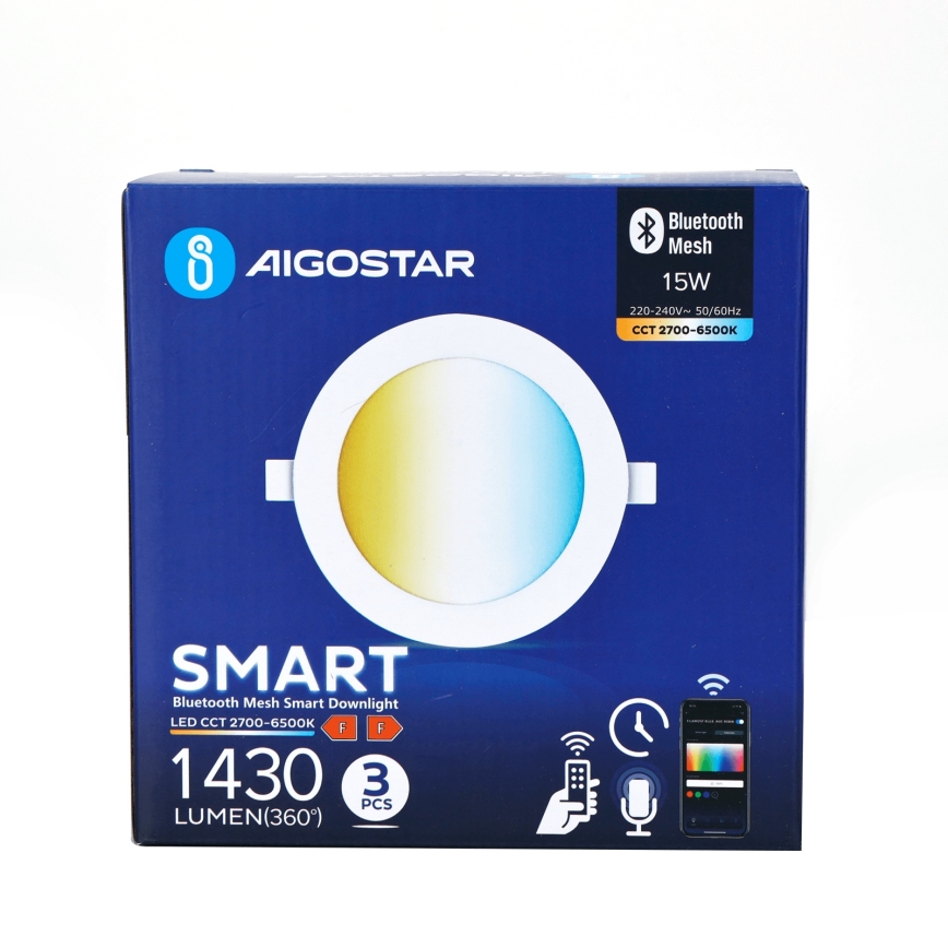 Aigostar - Set 3x LED Prigušivo ugradbeno svetlo MESH LED/15W/230V 2700K-6500K pr.17cm