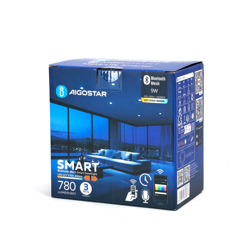 Aigostar - Set 3x LED Prigušivo ugradbeno svetlo MESH LED/9W/230V 2700K-6500K pr. 14,5 cm