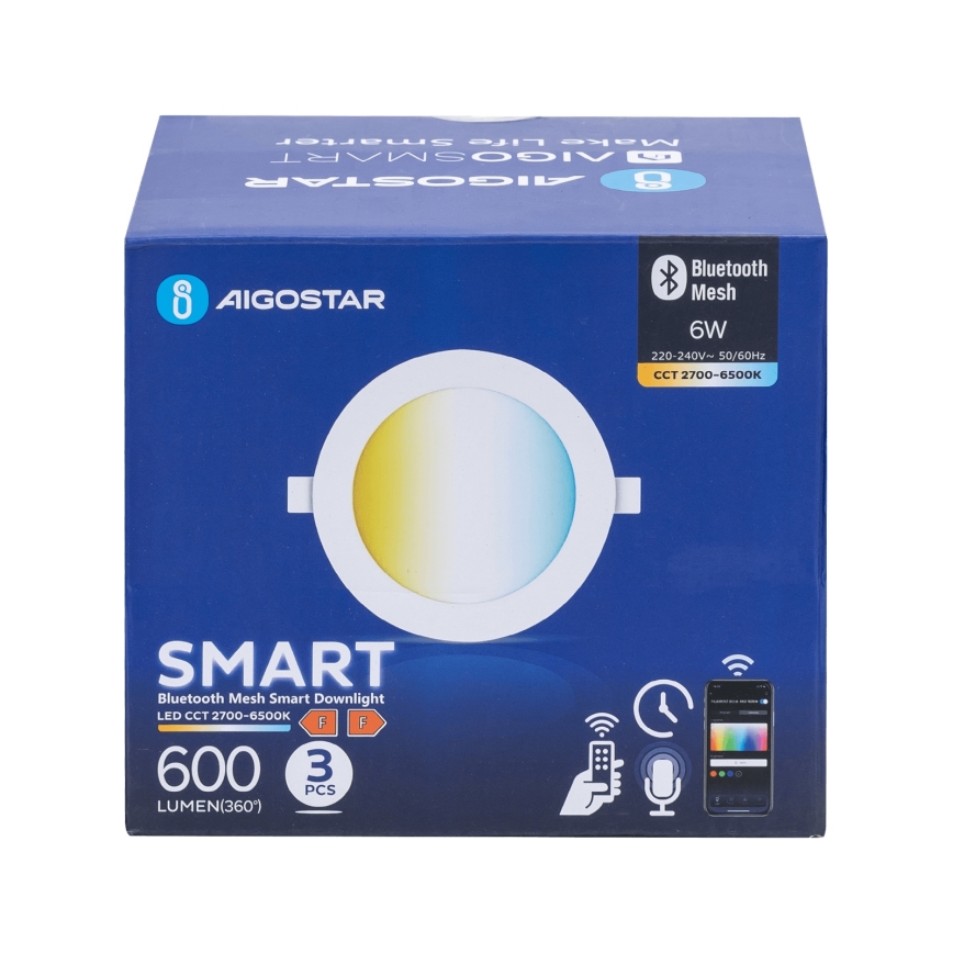 Aigostar - Set 3x LED Prigušivo ugradbeno svetlo MESH LED/6W/230V 2700K-6500K pr.11,5cm