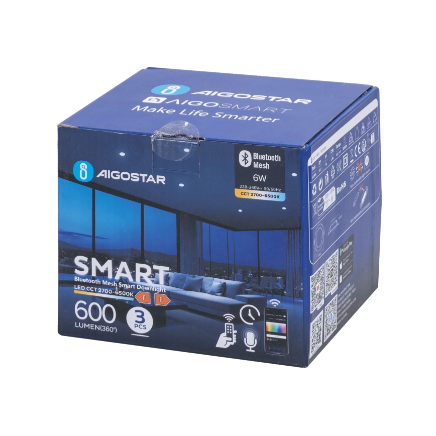 Aigostar - Set 3x LED Prigušivo ugradbeno svetlo MESH LED/6W/230V 2700K-6500K pr.11,5cm