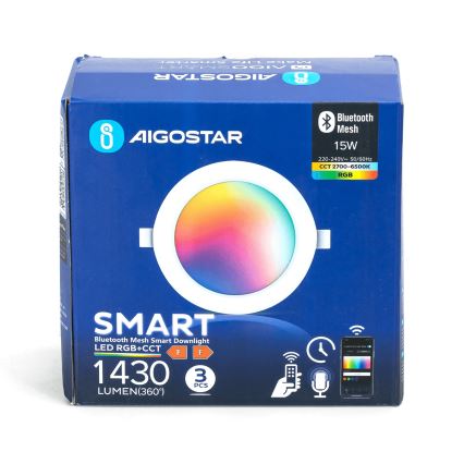Aigostar - Set 3x LED RGB Prigušiva ugradbena lampa MESH LED/15W/230V 2700K-6500K pr.17cm