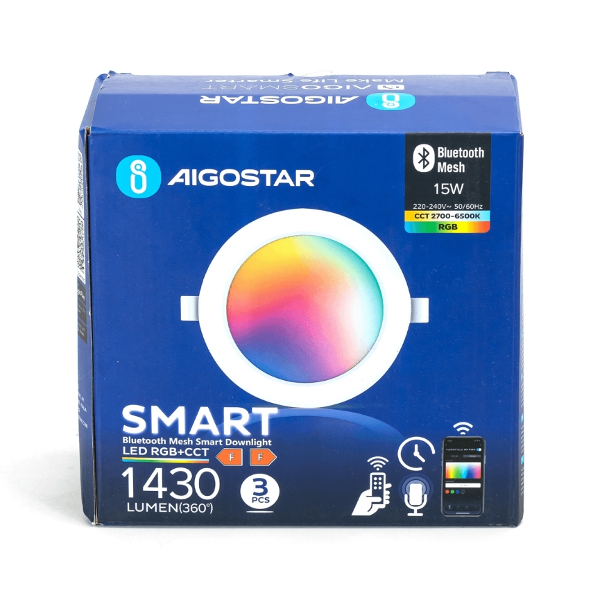 Aigostar - Set 3x LED RGB Prigušiva ugradbena lampa MESH LED/15W/230V 2700K-6500K pr.17cm