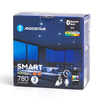 Aigostar - Set 3x LED RGB Prigušiva ugradbena lampa MESH LED/9W/230V 2700K-6500K pr.14,5cm