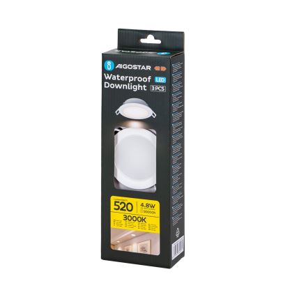 Aigostar - Set 3x LED Spoljašnje ugradbeno svetlo LED/4,8W/230V 3000K IP65 bela