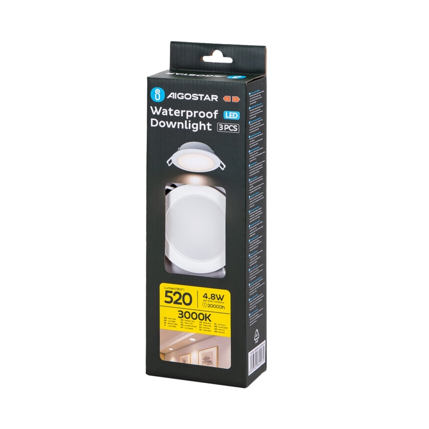 Aigostar - Set 3x LED Spoljašnje ugradbeno svetlo LED/4,8W/230V 3000K IP65 bela