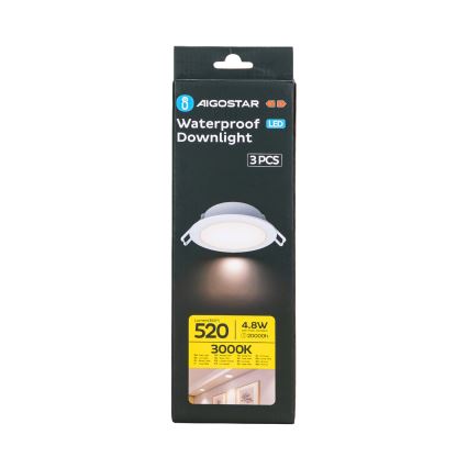 Aigostar - Set 3x LED Spoljašnje ugradbeno svetlo LED/4,8W/230V 3000K IP65 bela