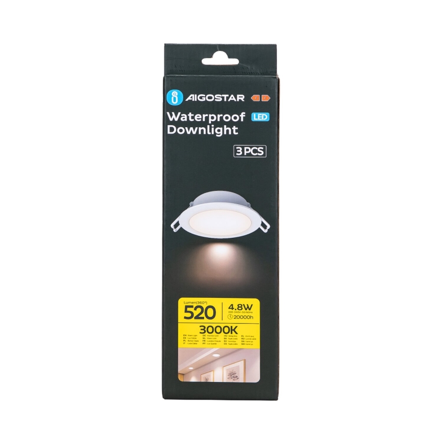 Aigostar - Set 3x LED Spoljašnje ugradbeno svetlo LED/4,8W/230V 3000K IP65 bela