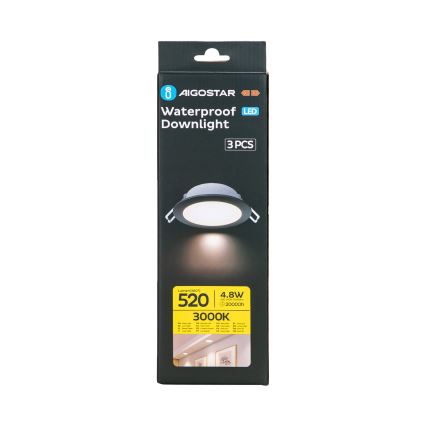 Aigostar - Set 3x LED Spoljašnje ugradbeno svetlo LED/4,8W/230V 3000K IP65 crno
